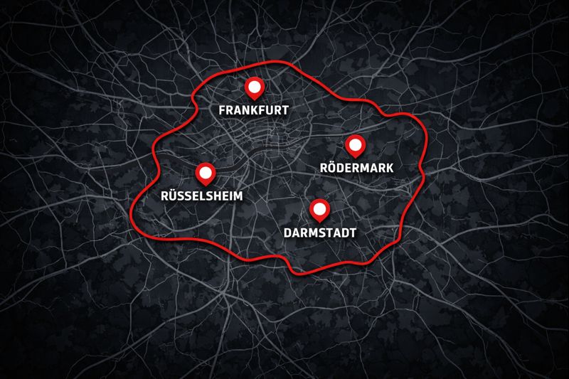 Schlüsseldienst Einsatzgebiet Rödermark Frankfurt Südhessen Karte